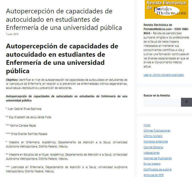 Autopercepción de capacidades de autocuidado en estudiantes de enfermería de una universidad pública
